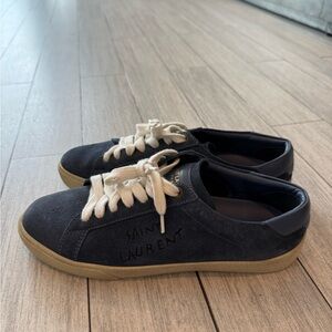 Saint Laurent Navy Suede Sneakers